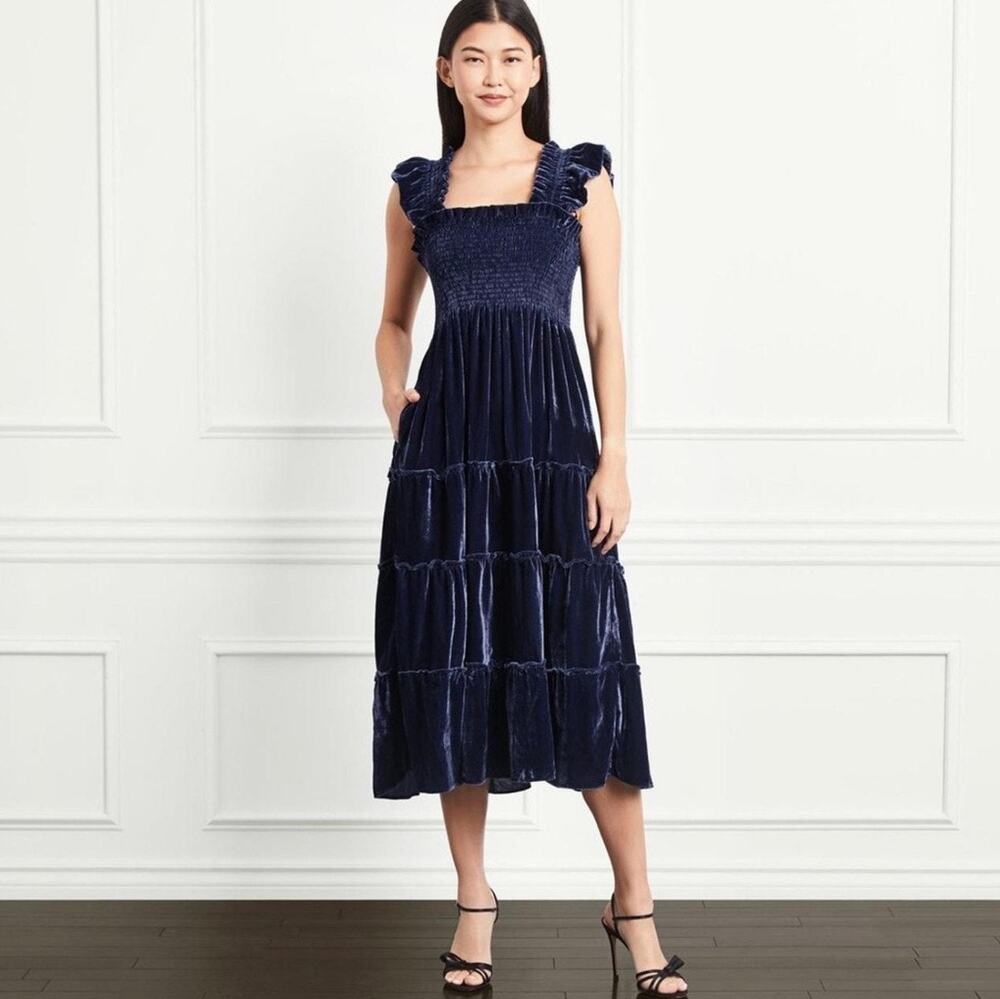 Hill House Home The Ellie Nap Dress Navy Velvet Women Size Small